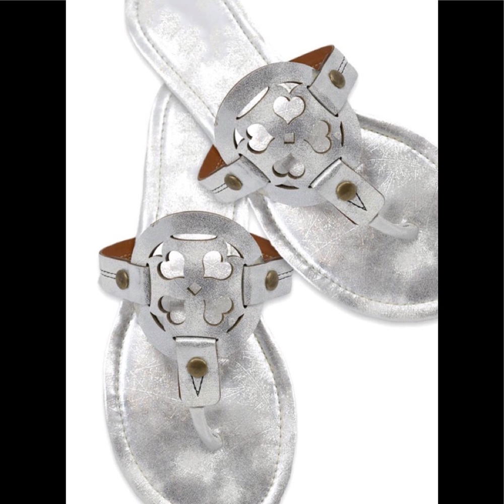 Maker’s Silver Print Thong Sandals Slip On
